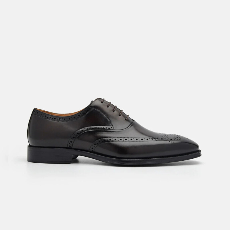 Sepatu Oxford Brogue Kulit - Dark Brown