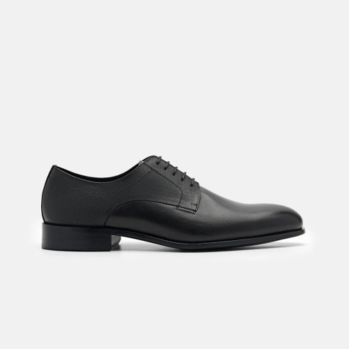 Sepatu Derby Kulit Saffiano - Black