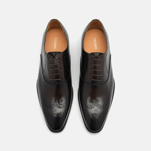 Sepatu Oxford Brogue Kulit - Dark Brown
