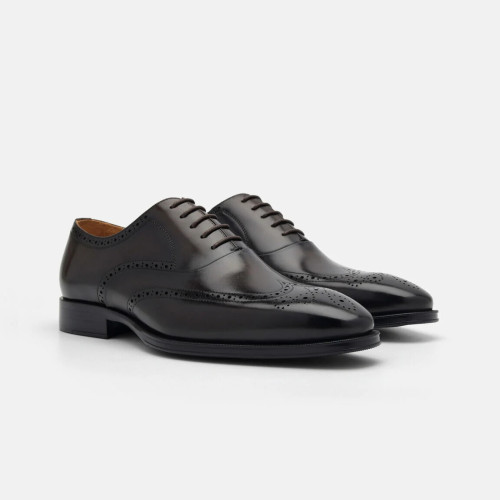 Sepatu Oxford Brogue Kulit - Dark Brown