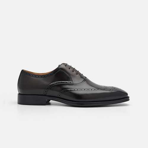 Sepatu Oxford Brogue Kulit - Dark Brown